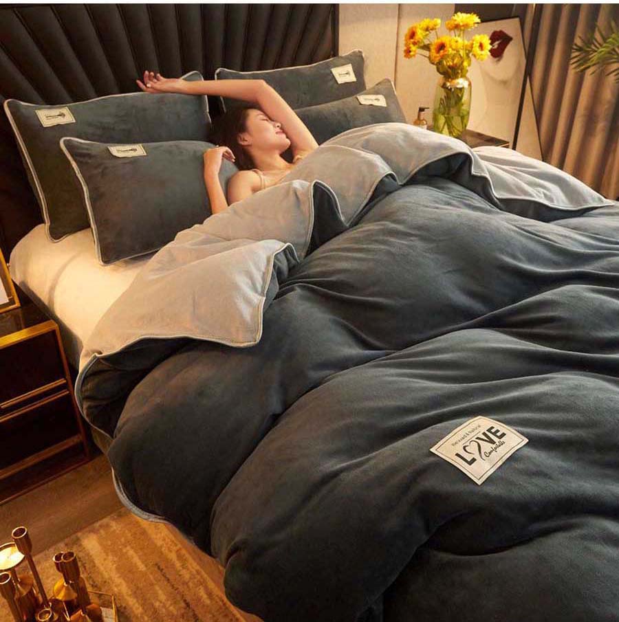 Mørkegrå Fløjlsdynebetræk