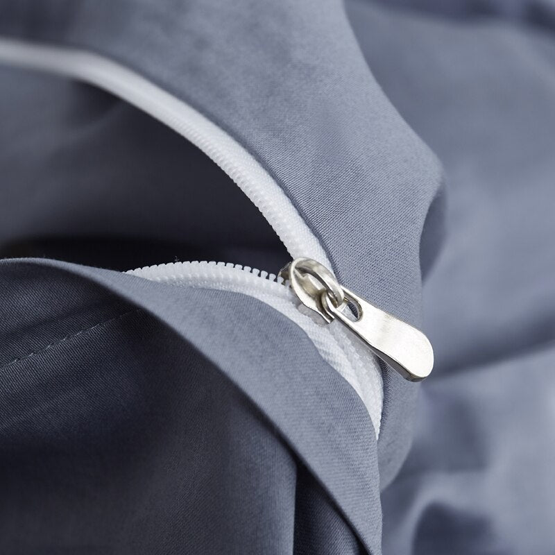 100% Bomuld Almindeligt Sengesæt Gråblå