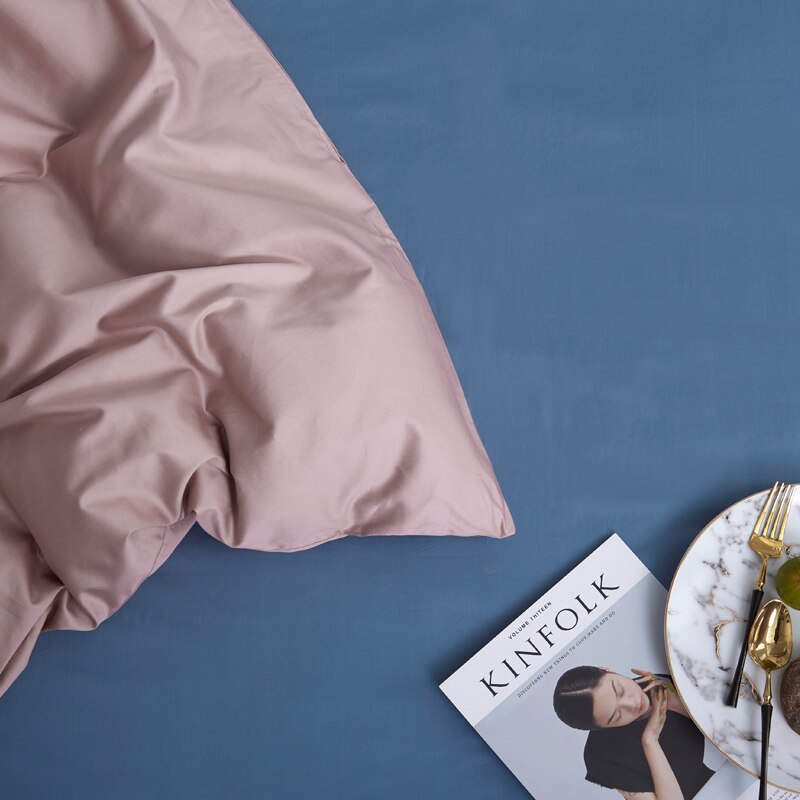 100% Bomuld Almindeligt Sengetøj Sæt Pulver Pink