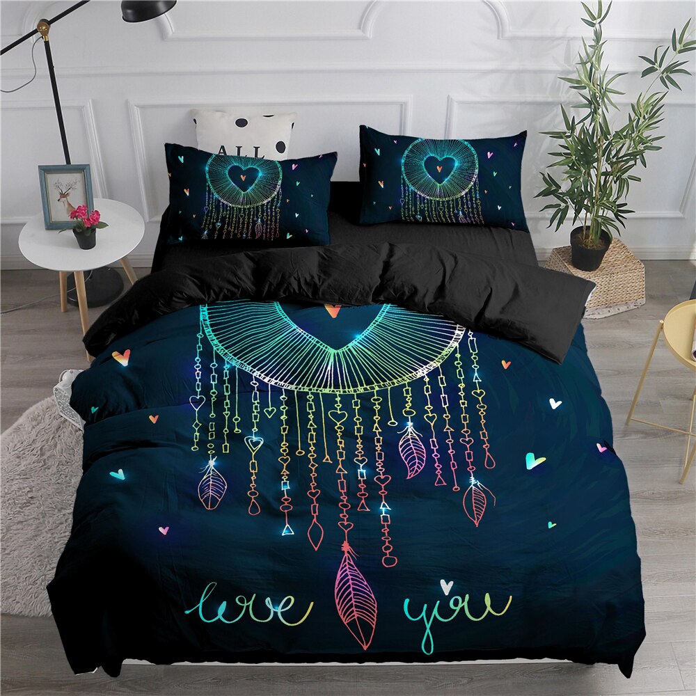 Love You Black Dream Catcher Dynebetræk