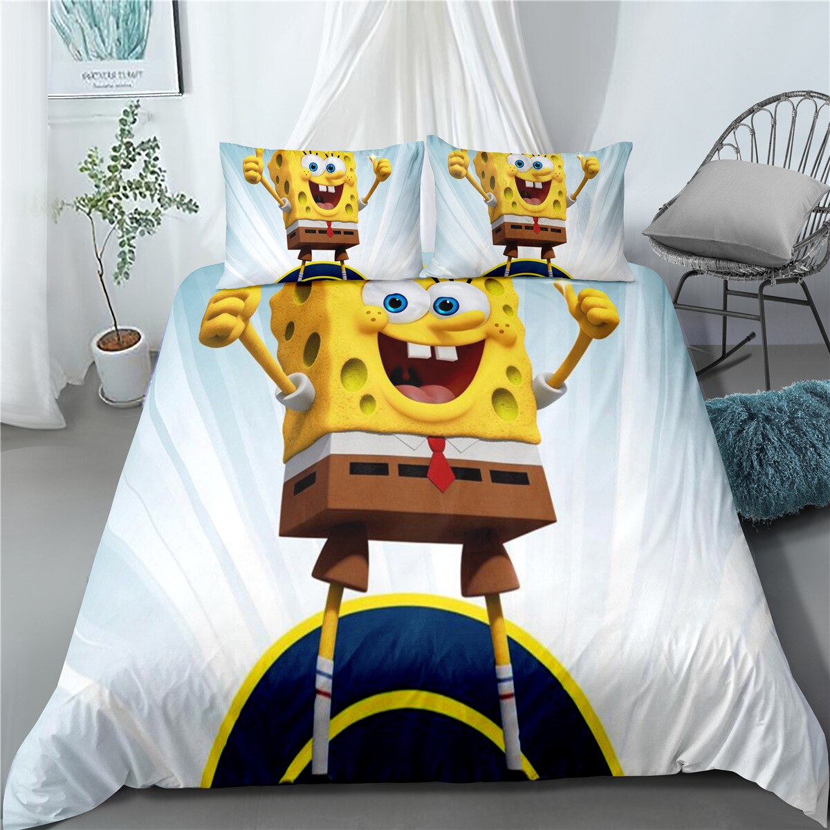 Hvidt Dynebetræk Sponge Bob Winner