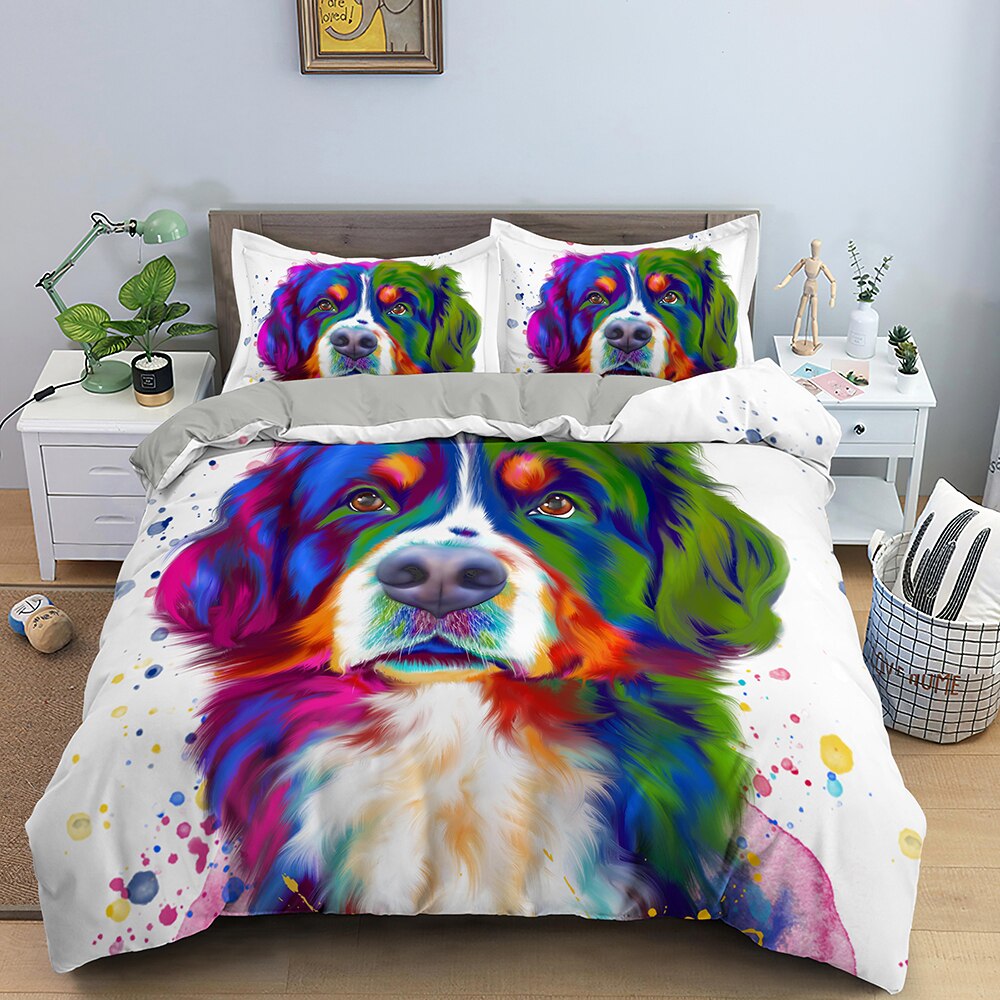 Hvidt Dynebetræk Berner Sennenhund Multicolor