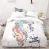 Flerfarvet Unicorn White Dynebetræk