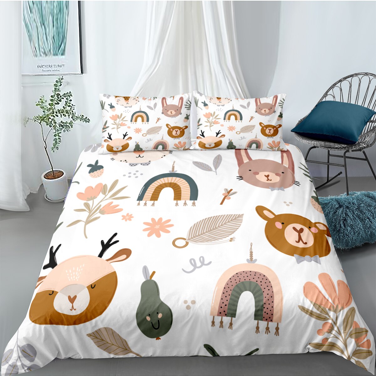 White Animal Heads Dynebetræk