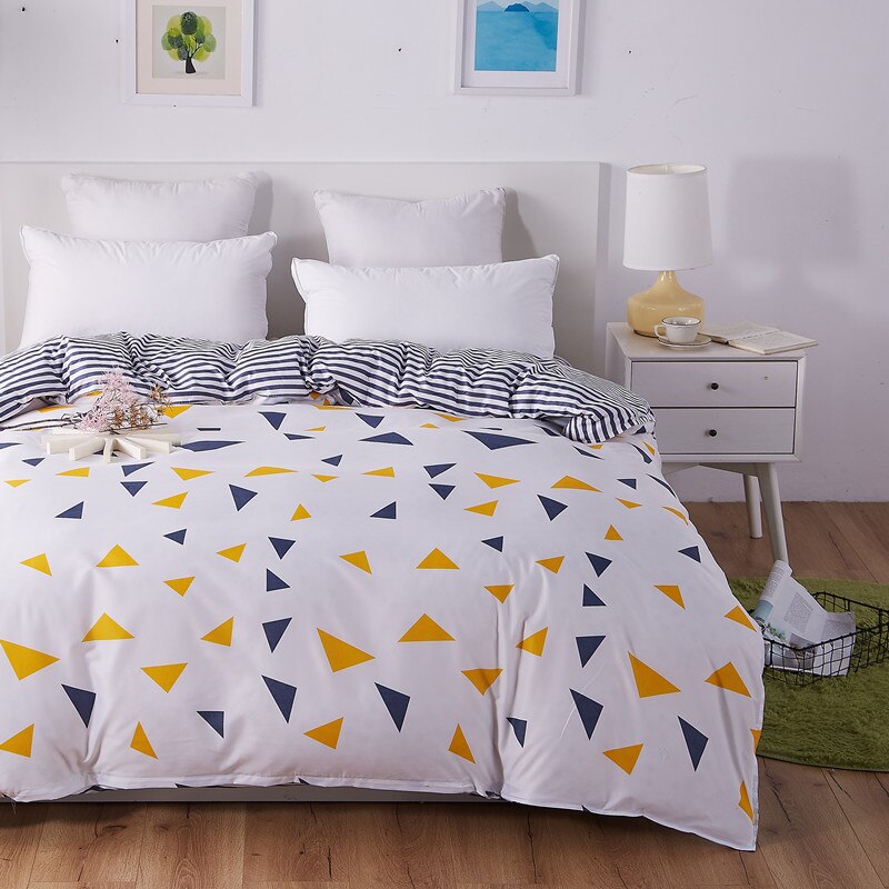 Blå Og Gul Trekant Hvid Dynebetræk