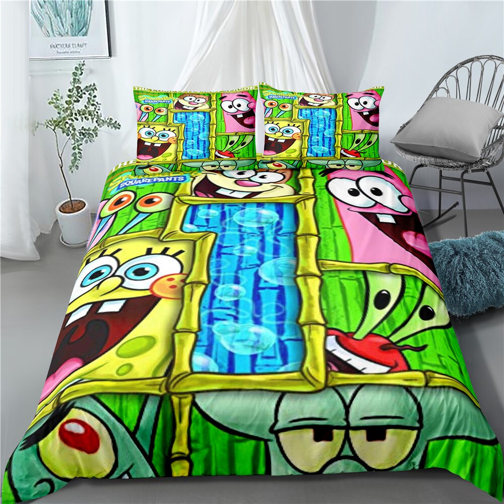 Dynebetræk Svampebob Firkant Krabs, Squidward, Patrick Og Sandy