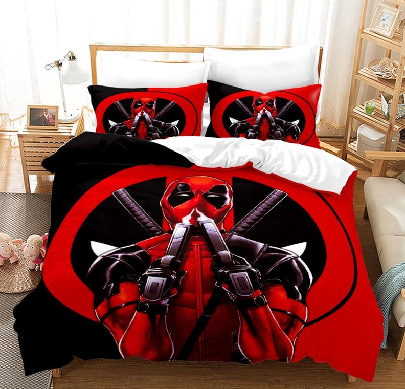 Sort Og Rød Deadpool Dynebetræk