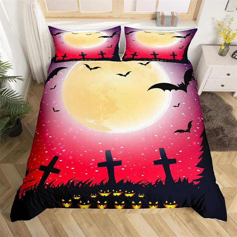 Halloween Fuldmåne I Et Kirkegårdsdynebetræk