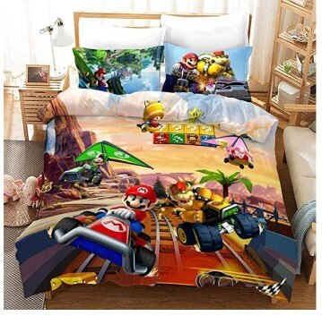 Mario Og Bowser I Kart Dynebetræk