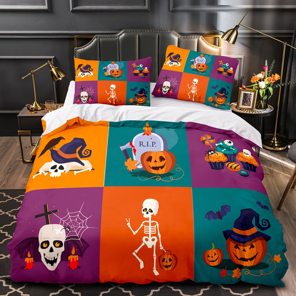 Flerfarvet Halloween Dynebetræk