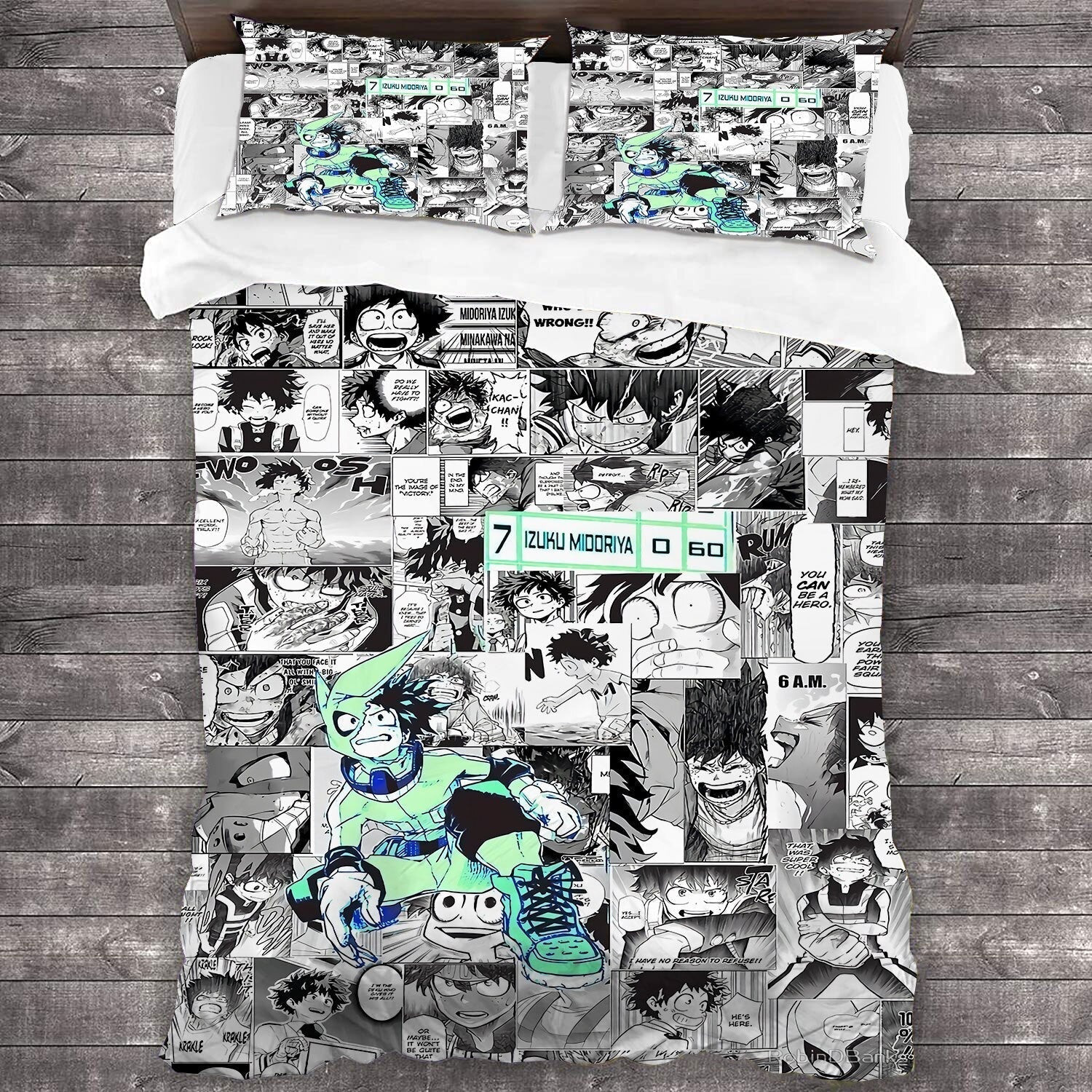 My Hero Academia Sort Og Hvid Dynebetræk
