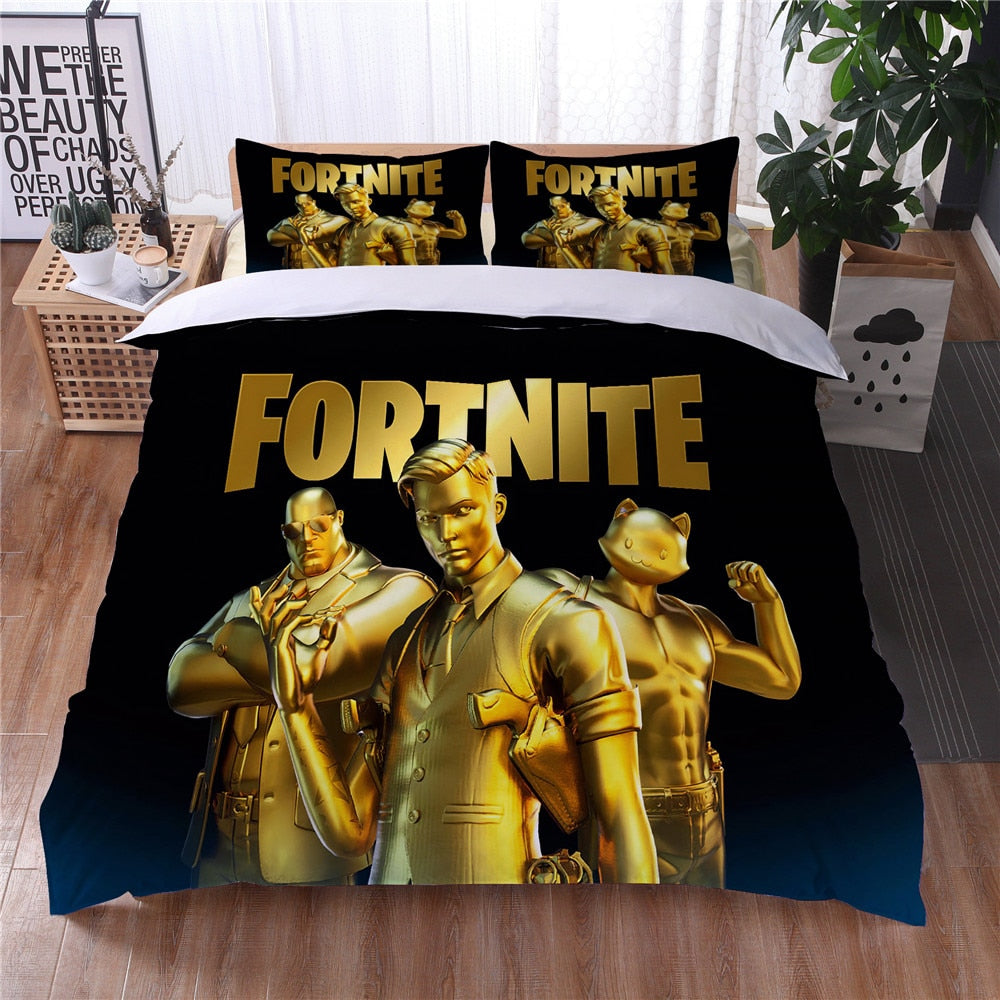 Sort Og Guld Fortnite Dynebetræk