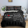 Sort Bulldog I Love Dogs Dynebetræk