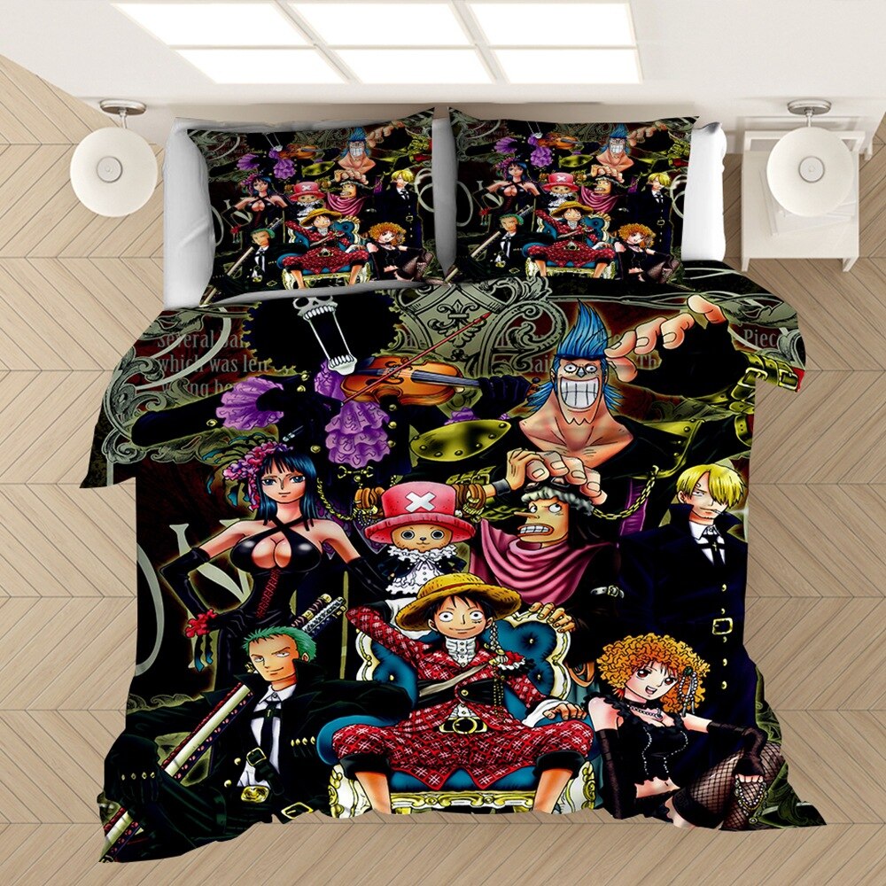 Sort Dynebetræk One Piece Luffy King Of The Pirates