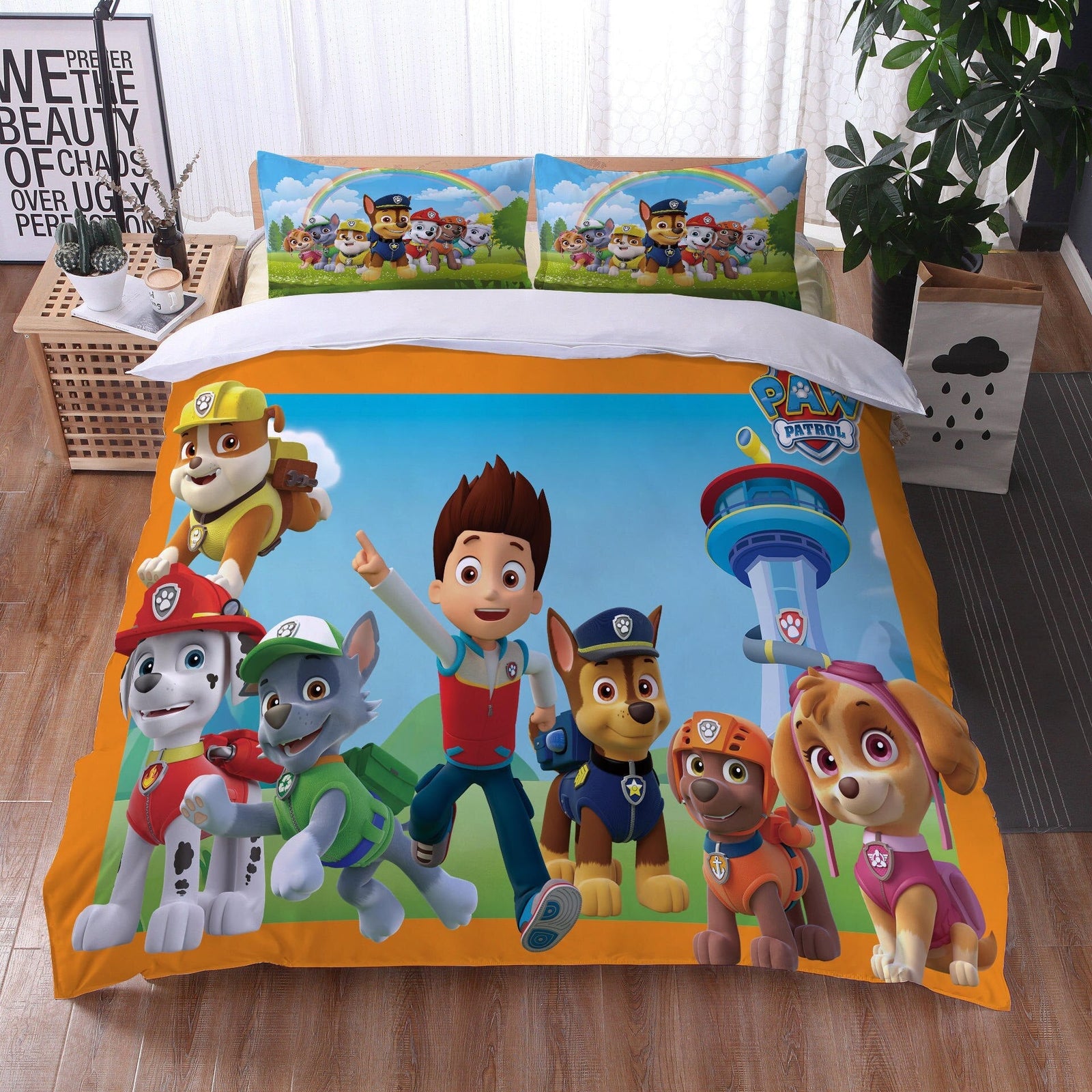 Paw Patrol Orange Og Hvidt Dynebetræk