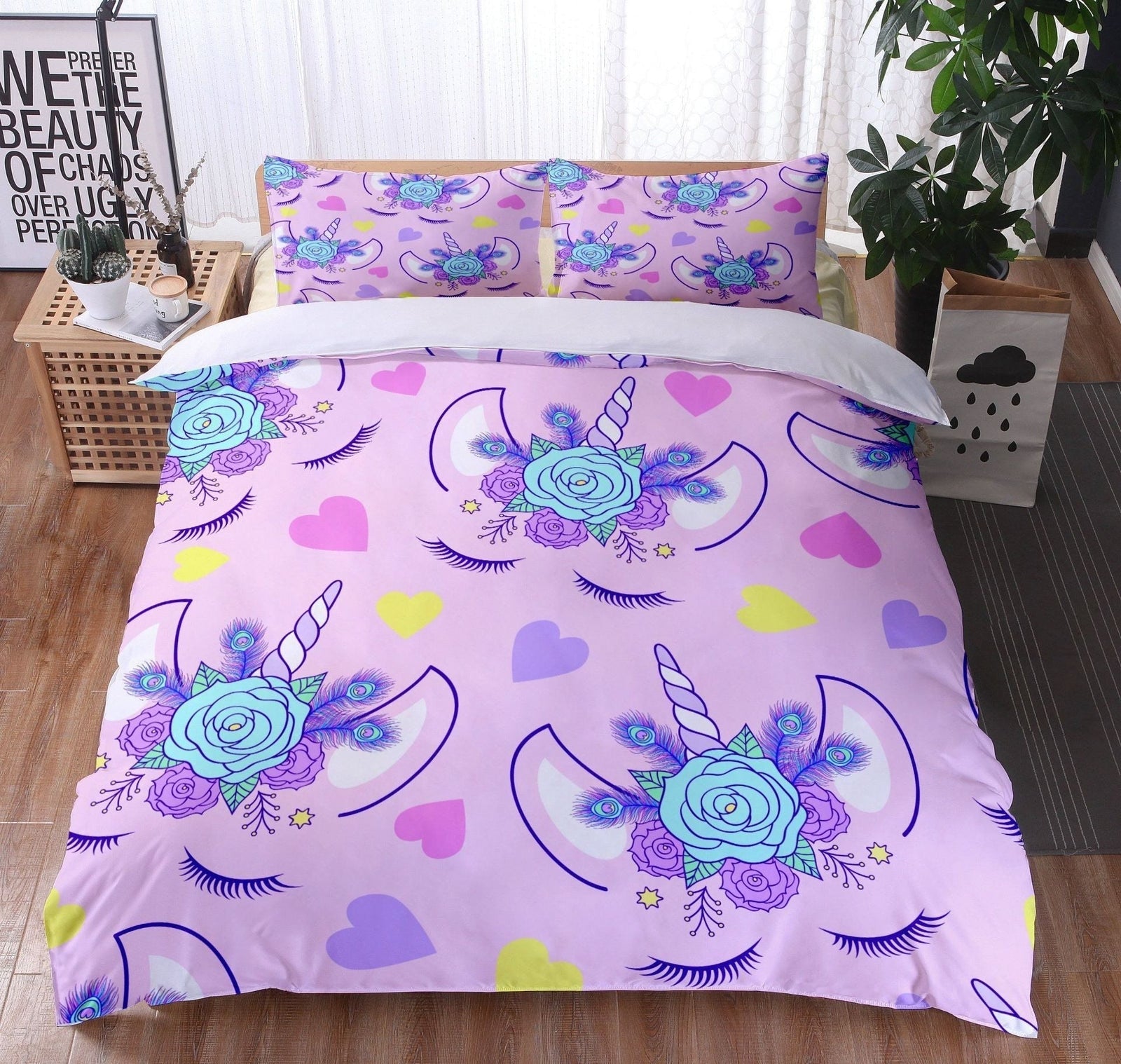 Pink Unicorn Head Dynebetræk