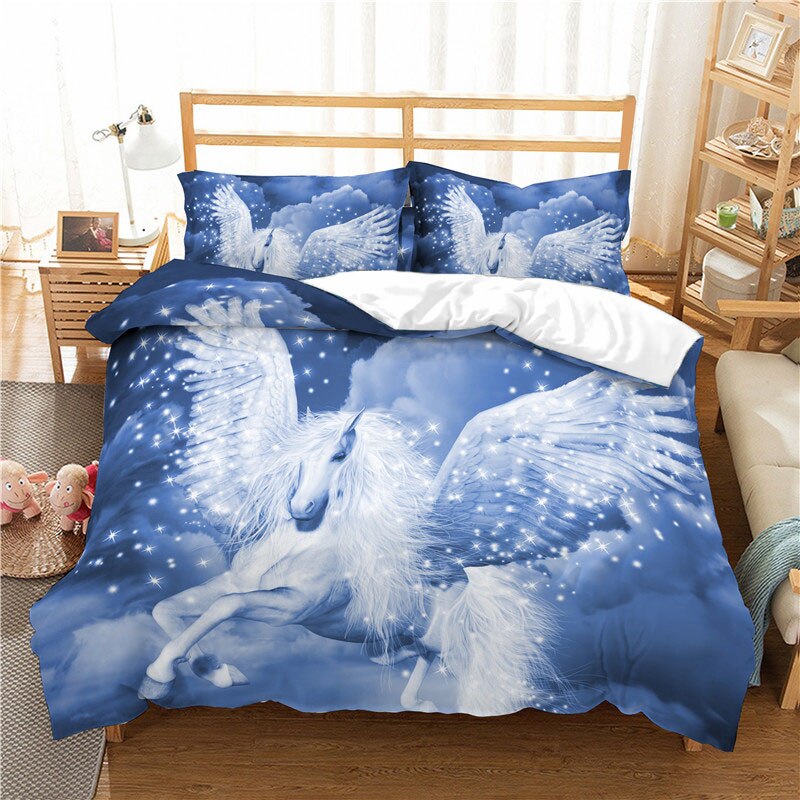 Sublimt Hvidt Enhjørning Dynebetræk