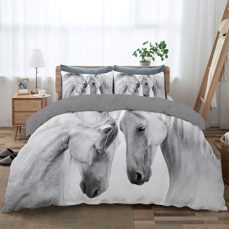 Hvide Heste Hoved Til Hoved Dynebetræk