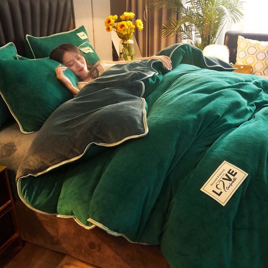 Grønt Og Gråt Fløjlsdynebetræk