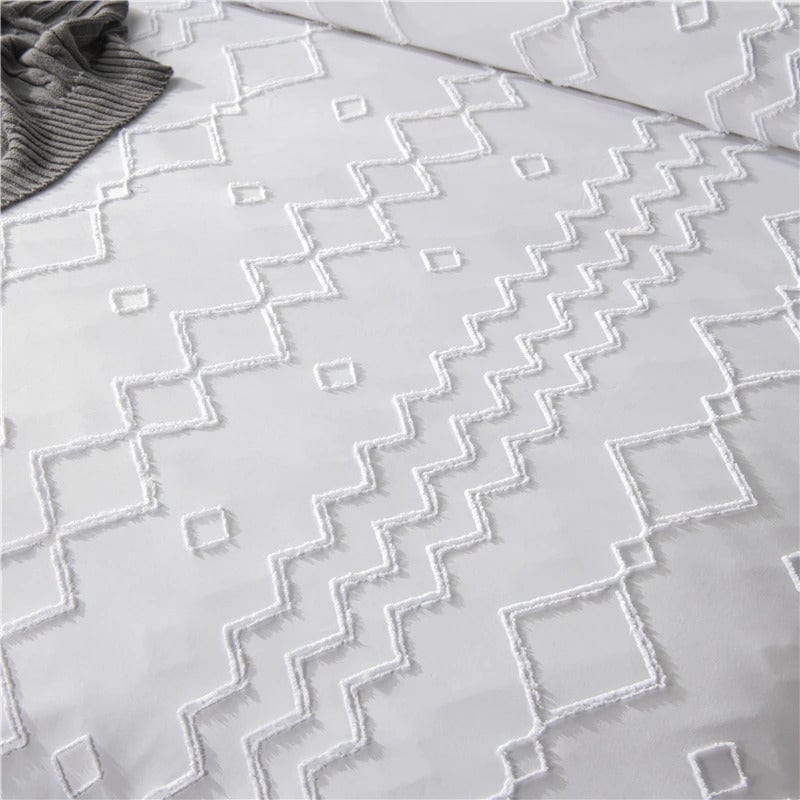 Hvidt Broderet Dynebetræk