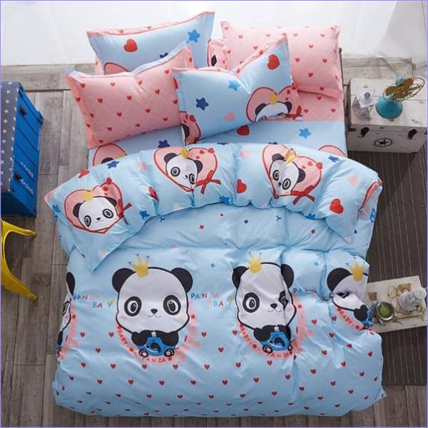 Blå Og Pink Panda Dynebetræk