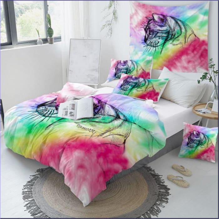 Rainbow Portrait Cat Dynebetræk