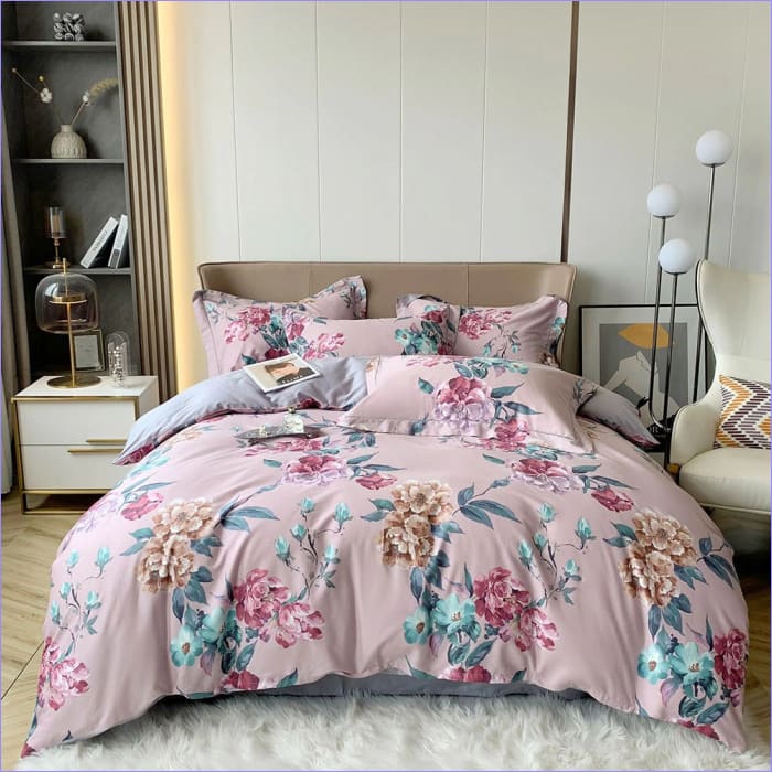 Engelsk Stil Blomstret Dynebetræk Gammel Pink