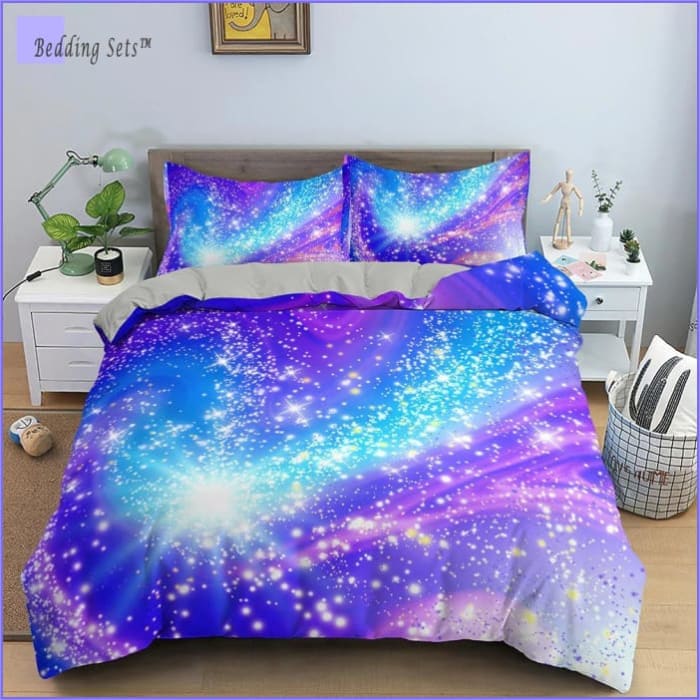 Blå Og Pink Rainbow Galaxy Dynebetræk