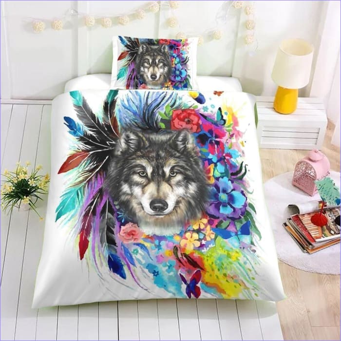 Farverigt Wolf Dynebetræk