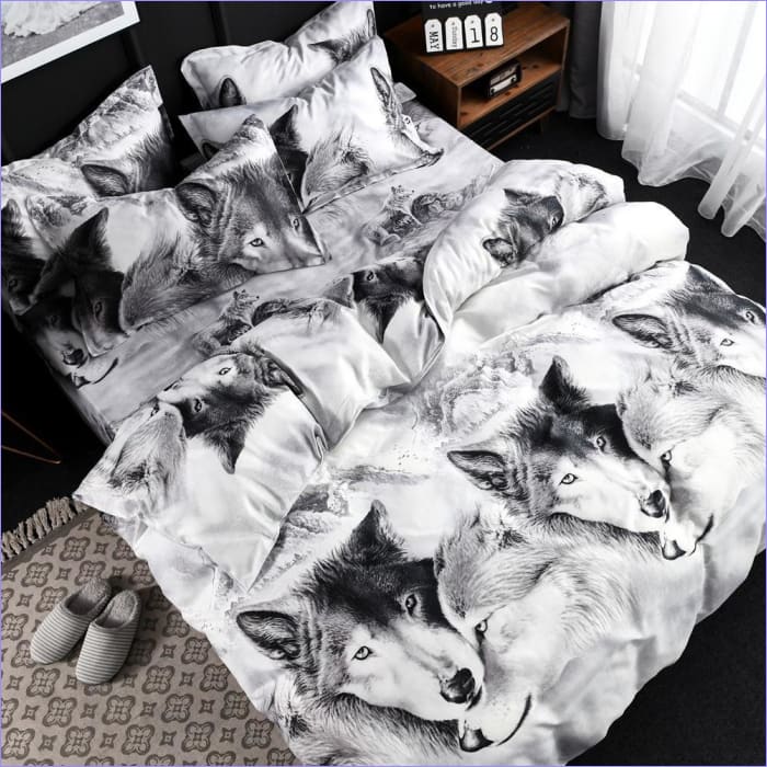 Sort Og Hvid Wolf Dynebetræk