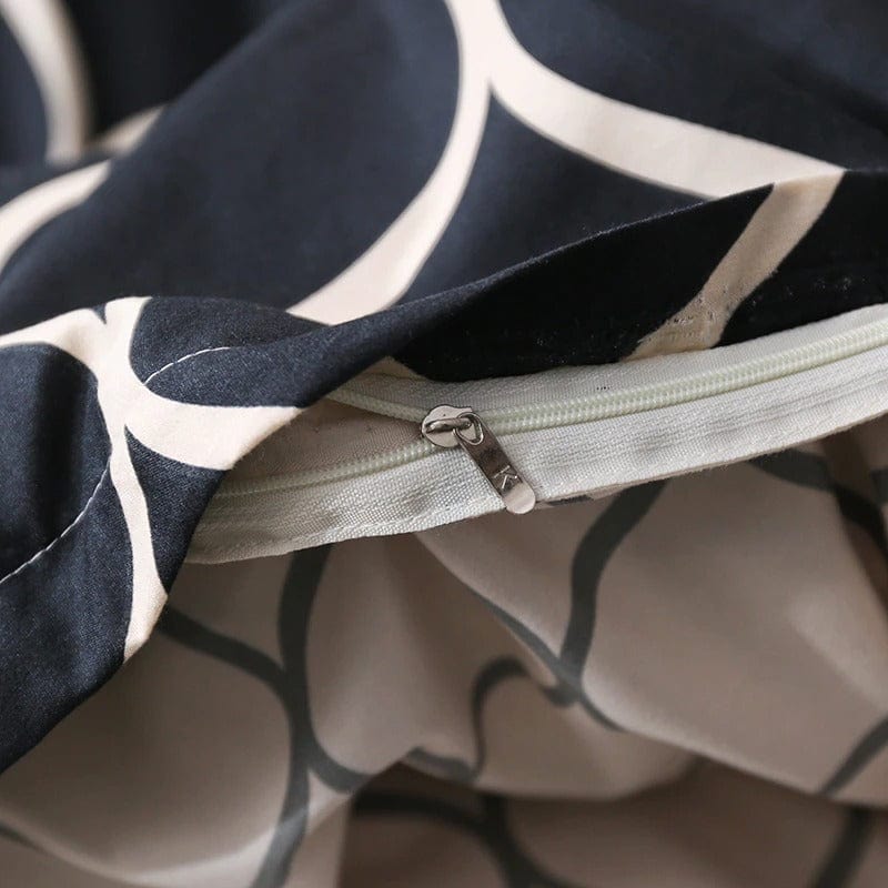 Dynebetræk I Sort Og Hvidt Mønster