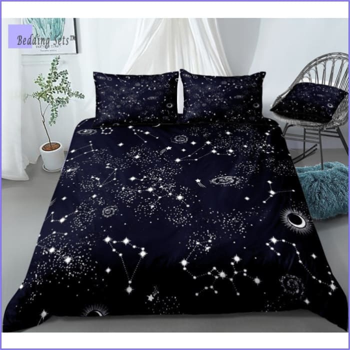 Sort Galaxy Og Stars Dynebetræk