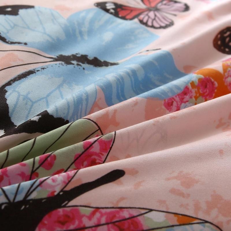 Butterfly Dynebetræk Til 2 Personer Pink