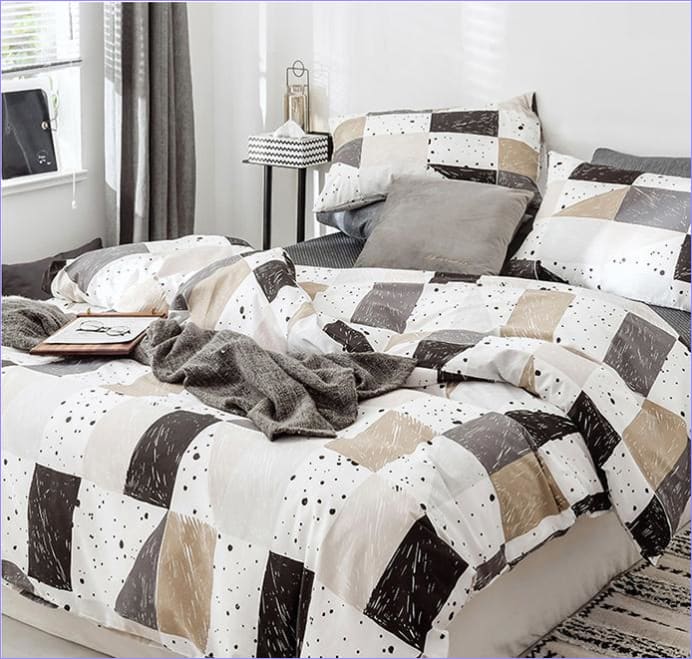 Skandinavisk Beige Mosaikdynebetræk