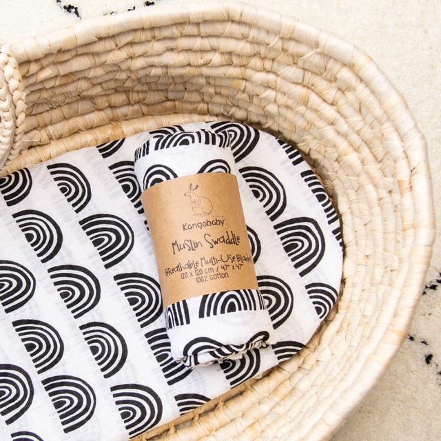 Baby Tæppe Hvid Halv Cirkel Sort