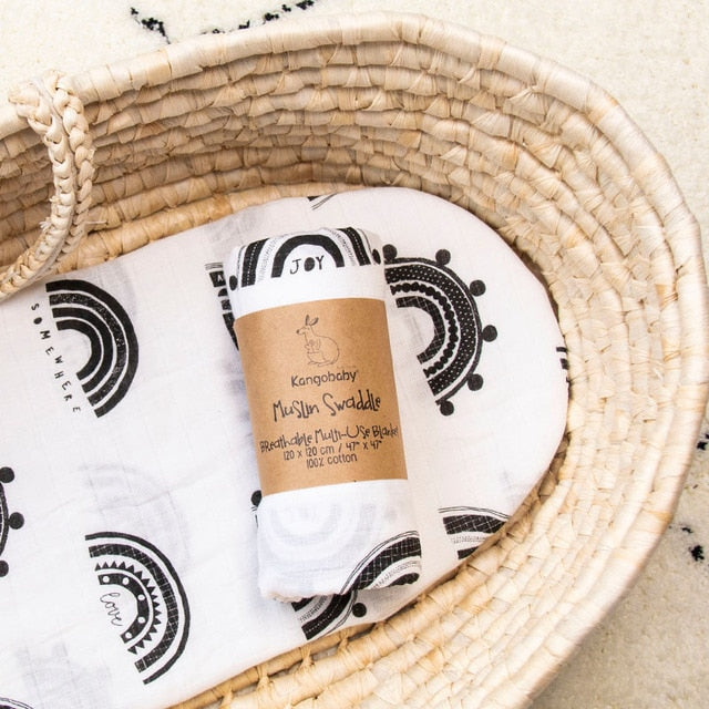 Hvidt Og Sort Babytæppe